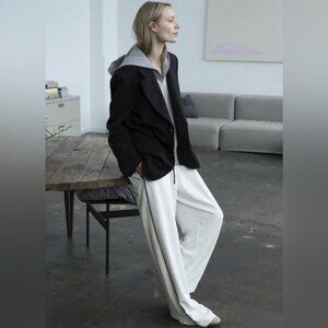 ZARA CONTRASTING HOODED BLAZER